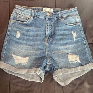 Stylish Blue Denim High Waisted Shorts